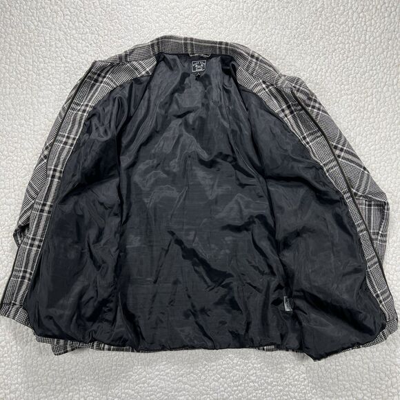 Dark Seas Division Flannel Golf Jacket Mens L Plaid Black Gray Lined Workwear - Picture 3 of 13